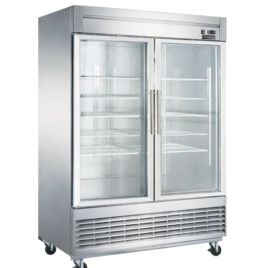 Advance Kitchen Pros - D55F-GS2, Commercial 55-1/8" 2 Glass Door Reach-in Stainless Steel Freezer