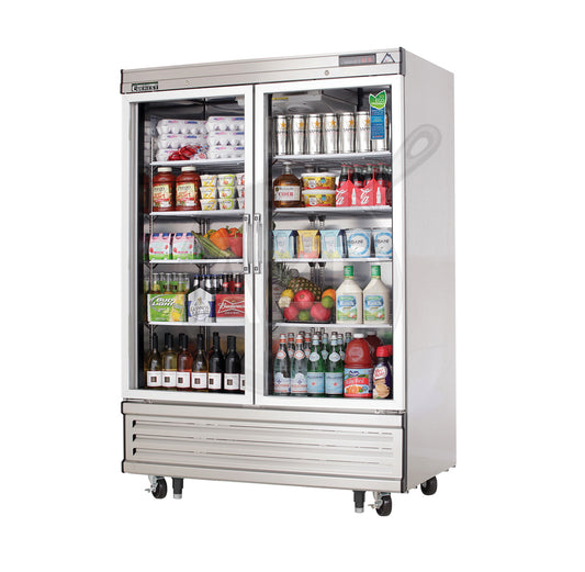 Everest - EBGR2, Commercial 54" Two Glass Door Merchandiser Refrigerator 50 Cu.ft.