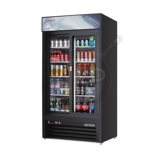 Everest - EMGR33B, Commercial 39" 2 Sliding Glass Door Merchandiser Refrigerator