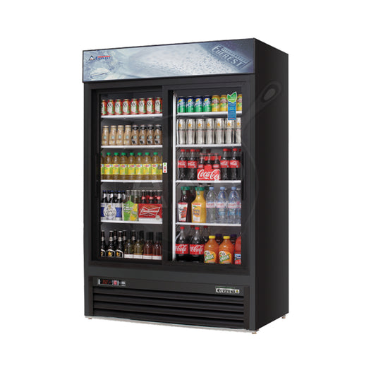 Everest - EMGR48B, Commercial 53" 2 Sliding Glass Door Merchandiser Refrigerator