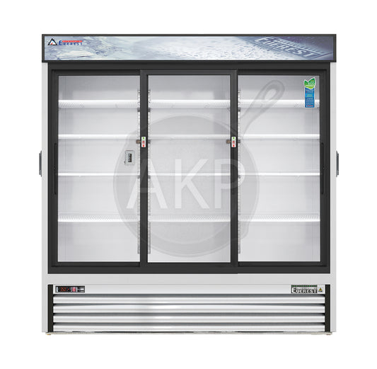 Everest - EMGR69C, Commercial 72" 3 Sliding Glass Door Chromatography Merchandiser Refrigerator 69 Cu.ft.