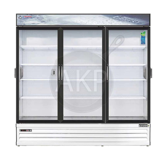Everest - EMSGR69C, Commercial 72" 3 Swing Glass Door Chromatography Merchandiser Refrigerator 71 Cu.ft
