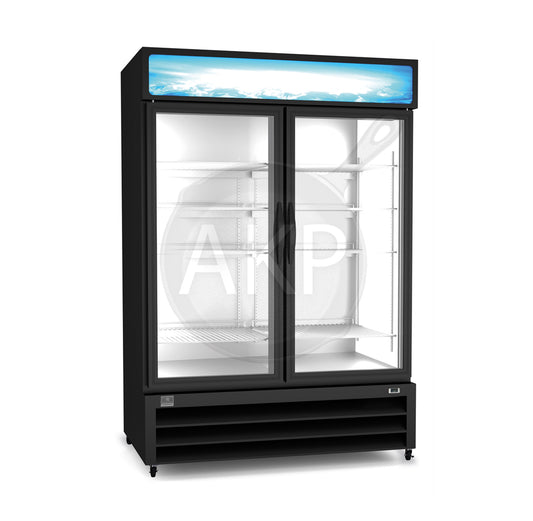 Kelvinator Commercial 738249, Merchandiser Refrigerator 49 cu.ft 2 Glass Door black (R290)