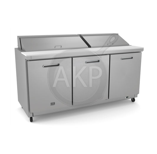 Kelvinator Commercial 738258, 72" 3 Door Sandwich Salad Prep Table with 18GN 1/6 containers Stainless Steel (R290)
