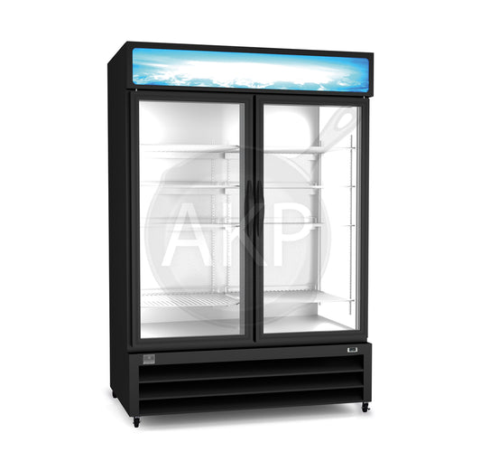 Kelvinator Commercial 738309, 2 Glass Door, black (R290) Merchandiser Freezer, 49 cu.ft,