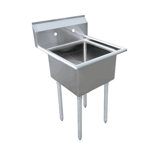 Omcan 43783, 24″ x 24″ x 14″ One Tub Sink with 3.5″ Center Drain and No Drain Board