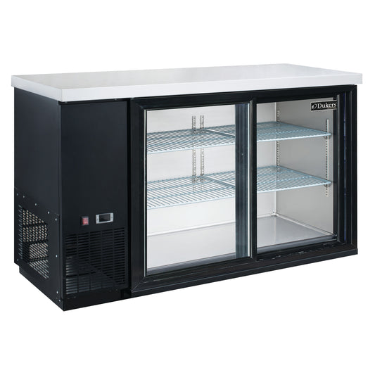 Dukers - DBB60-S2, Commercial 61" 2 Glass Door Back Bar and Beverage Refrigerator (Sliding Doors)