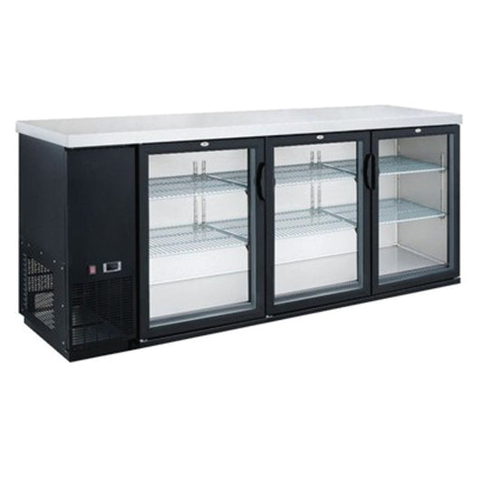 Dukers - DBB72-H3, Commercial 73" 3 Glass Door Back Bar and Beverage Refrigerator