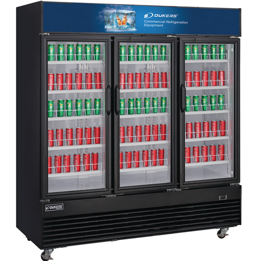 Dukers DSM-69R, 78" Commercial 3 Glass Swing Door Merchandiser Refrigerator