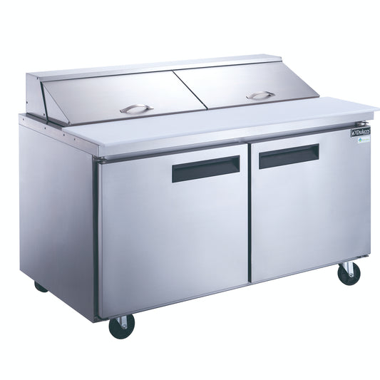 Dukers DSP60-16-S2, 60" 2 Door Commercial Food Prep Table Refrigerator in Stainless Steel