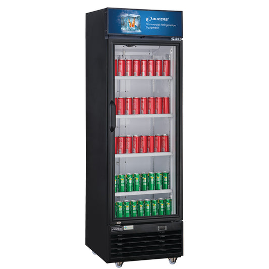 Dukers LG-430, 24" Single Swing Door Glass Merchandiser Refrigerator