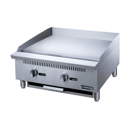 Dukers - DCGM24, Commercial 24" Griddle with 3/4"" Griddle Polished Plate and 2 Burners Natural Gas / Propane